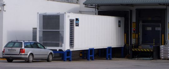 60kW blast freezer on stands at loading bay