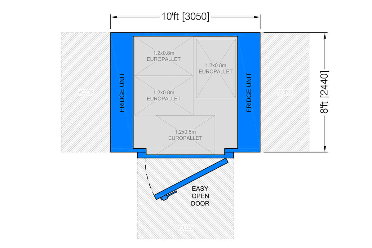 10ft Mini Blast Freezer Drawing