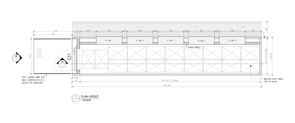 40ft Blast Freezer Drawing