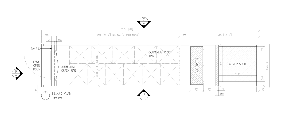 40ft ISO Blast Freezer Drawing