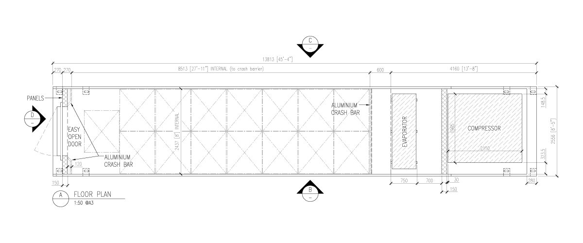 45ft ISO Blast Freezer Drawing